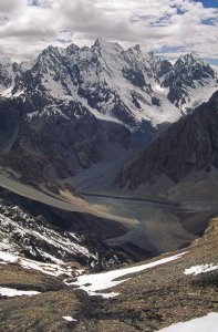 Vue depuis le sommet du Boesam Pir Pass (5080m). 29 Juillet 1995.