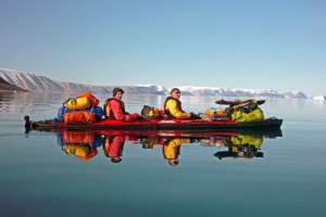 Jean-Marc et Philippe sur le fjord McCormick entre les camps C3 et C4 - 24 juillet 2017